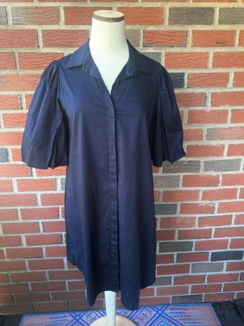 NWT Navy Civico 51 Cotton/Stretch Button Front Button Dress - Made in Italy - Sm